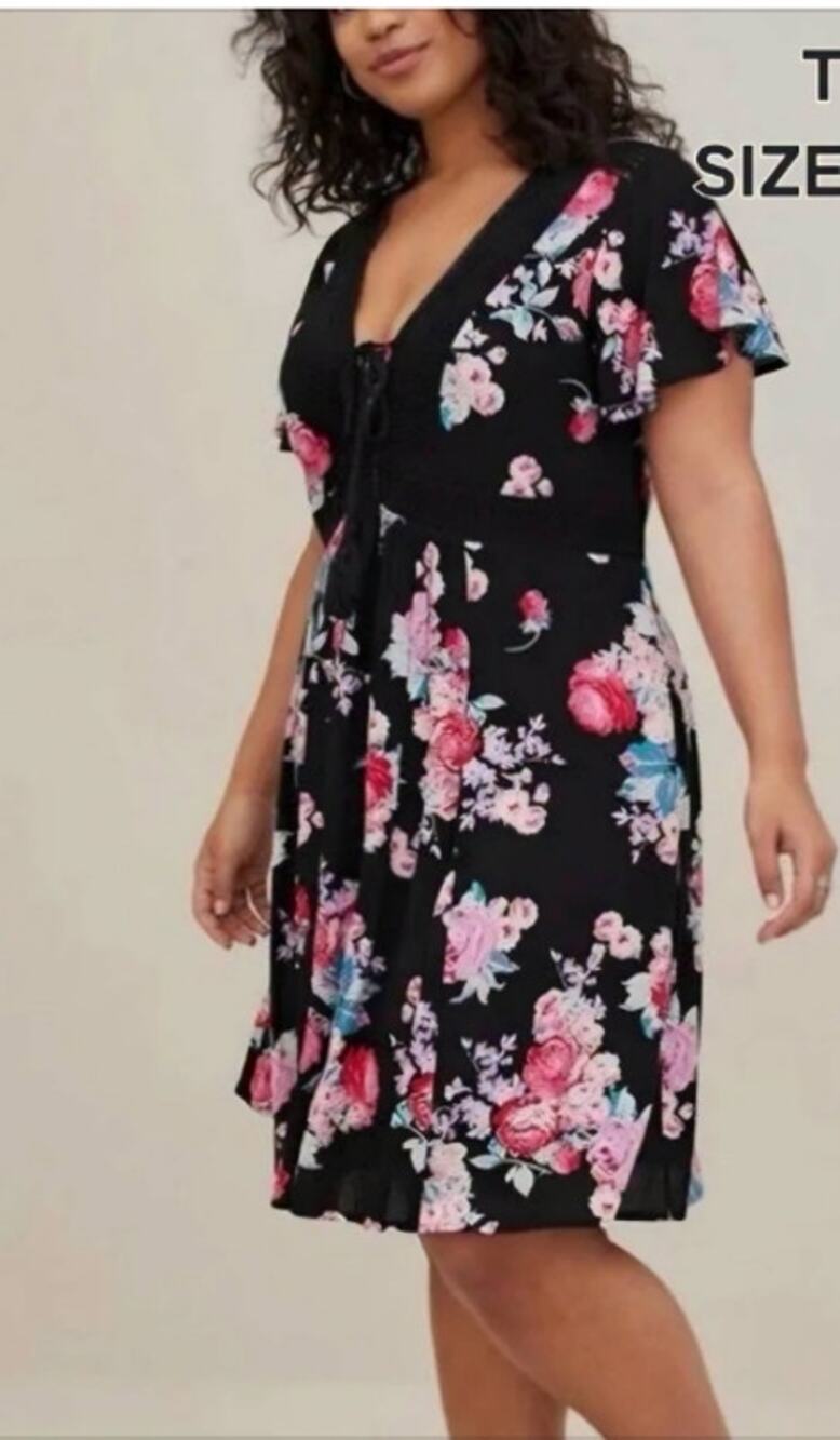 Torrid Mini Gauze Lace-Up Skater Dress